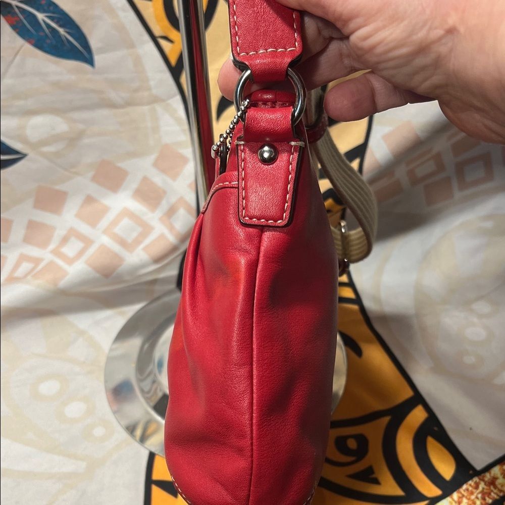 Coach Red Leather Pleated Swingpack Crossbody Bag - Picture 5 of 13